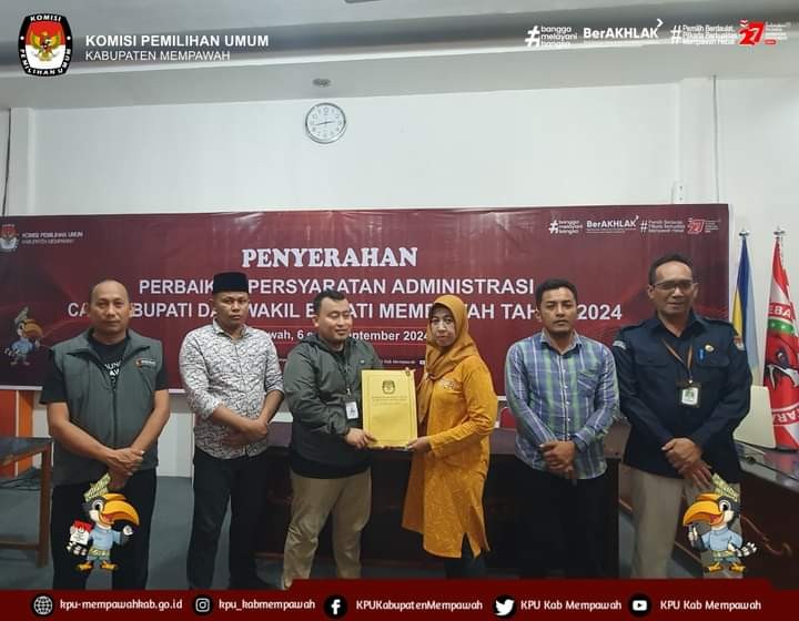 PENYERAHAN BERKAS PERBAIKAN PERSYARATAN ADMINISTRASI CALON BUPATI DAN WAKIL BUPATI MEMPAWAH 2024