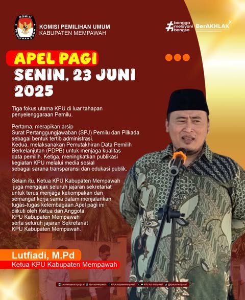 KPU Kabupaten Mempawah Gelar Apel Pagi, Tekankan Tiga Fokus Utama di Luar Tahapan Pemilu