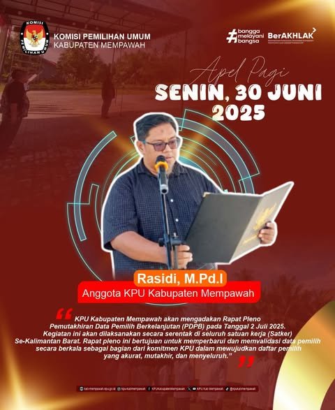 KPU Kabupaten Mempawah Gelar Apel Pagi, Sampaikan Agenda Rapat Pleno PDPB