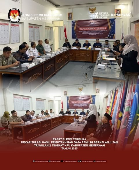 KPU Kabupaten Mempawah Gelar Rapat Pleno Terbuka Rekapitulasi PDPB Triwulan II Tahun 2025