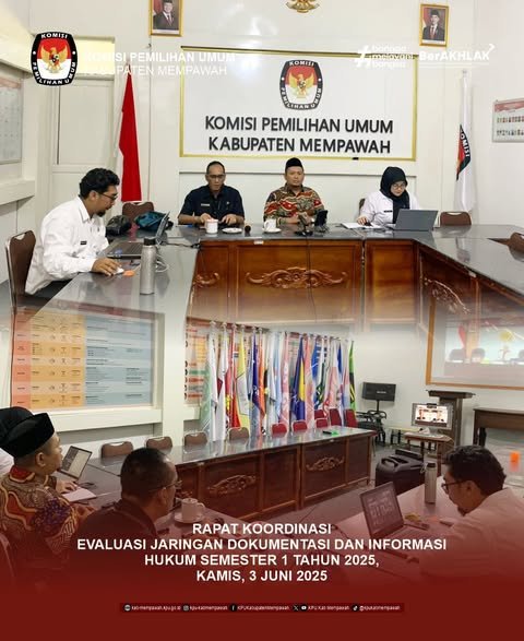 KPU Kabupaten Mempawah Ikuti Rakor Evaluasi JDIH Semester I Tahun 2025