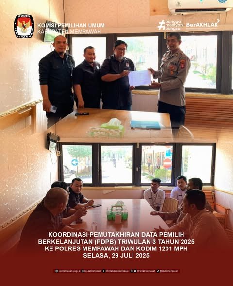 KPU Mempawah Lakukan Koordinasi PDPB Triwulan III ke Polres dan Kodim 1201 Mph