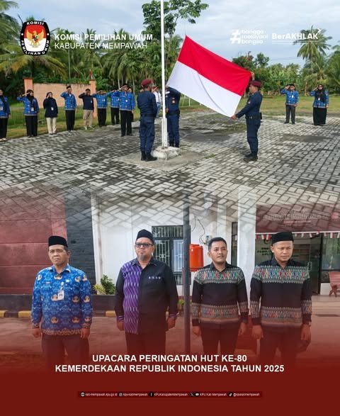 KPU Kabupaten Mempawah Gelar Upacara HUT ke-80 Kemerdekaan RI