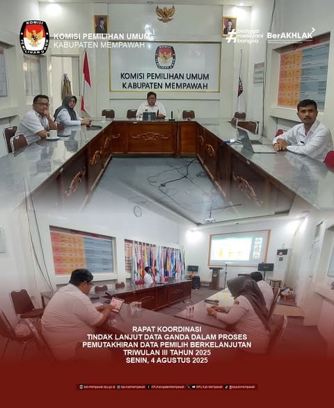 KPU Mempawah Ikuti Rapat Koordinasi Tindak Lanjut Data Ganda PDPB Triwulan III